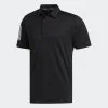 Adidas 3-STRIPE BASIC POLO SHIRT Black / White -Golf Bags Shop 3 Stripe Basic Polo Shirt Black FJ9837 01 laydown