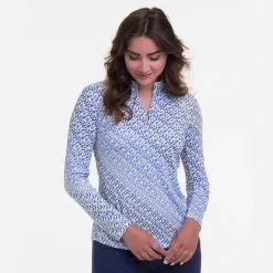 EP NEW YORK EPNY LONG SLEEVE OMBRE GEO PRINT ZIP MOCK