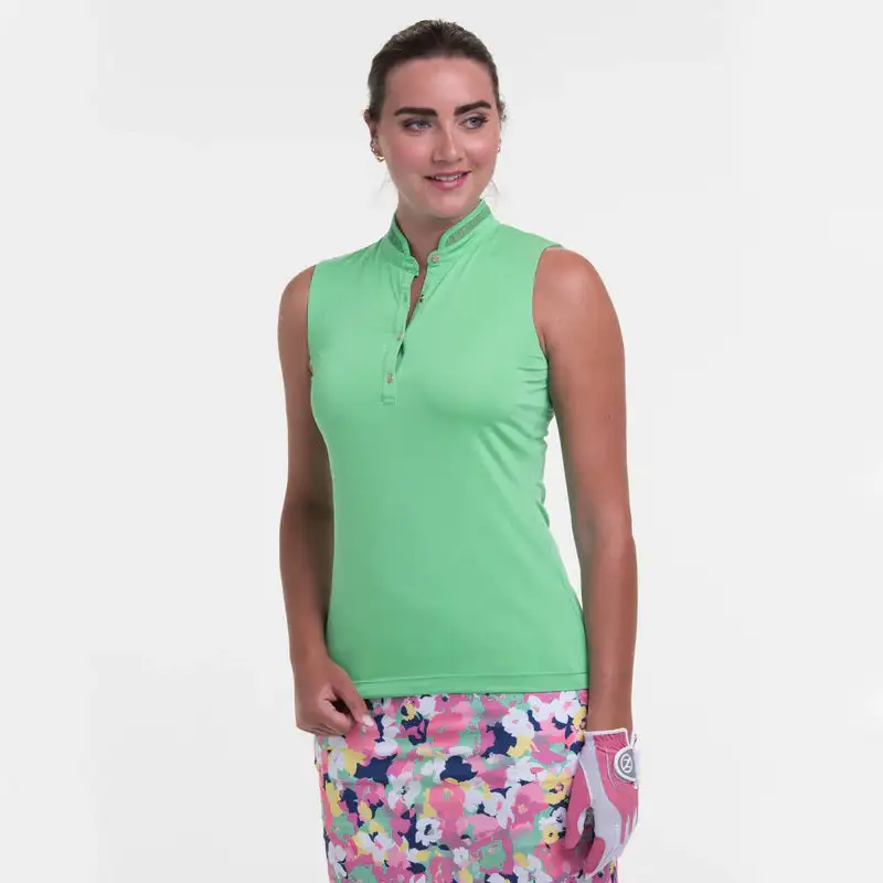 EP NEW YORK EPNY Ladies Sleeveless Mandarin Collar Polo Shirt Complemint 3 EP NEW YORK EPNY Ladies Sleeveless Mandarin Collar Polo Shirt Complemint