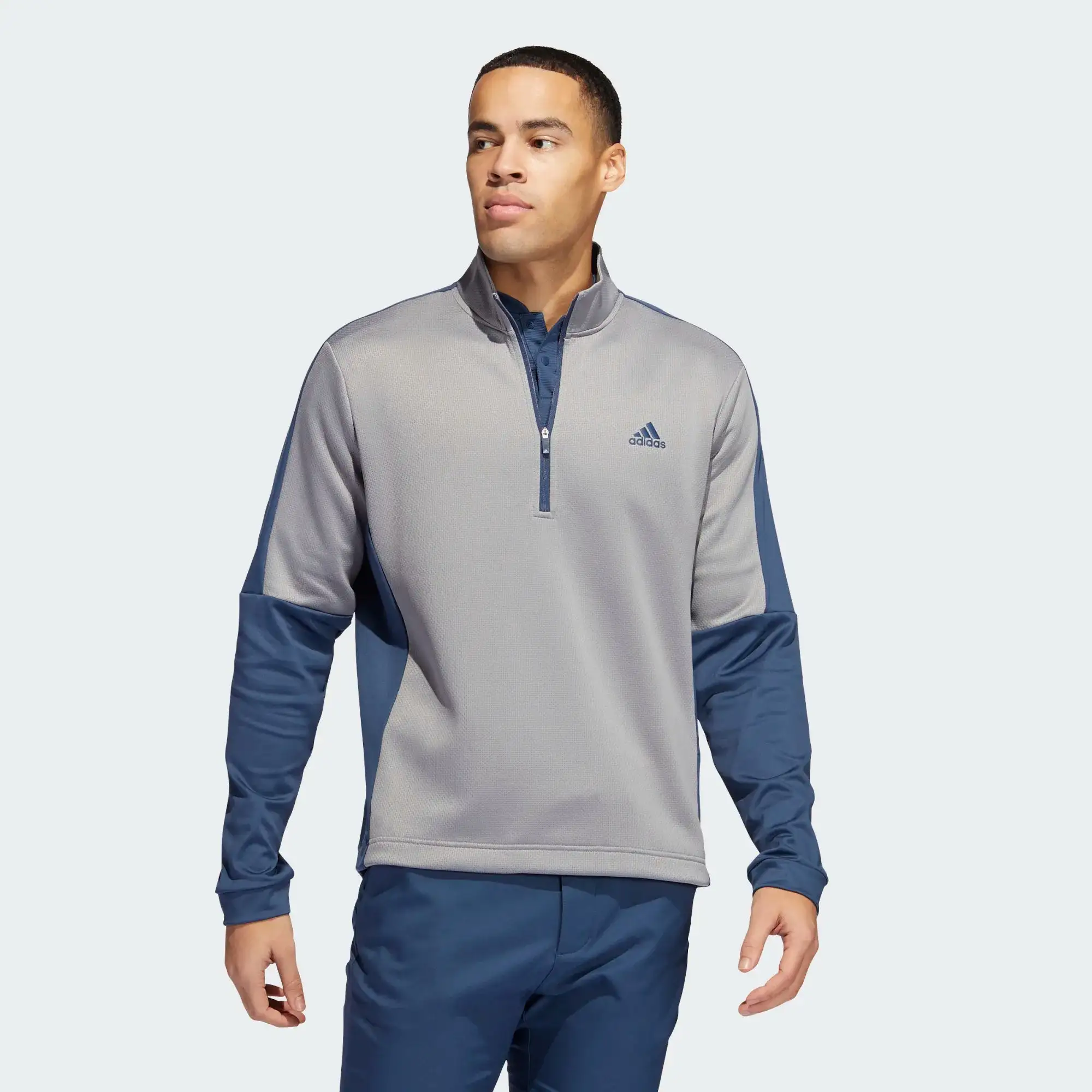 Adidas Gents Colour Block Quarter Zip Grey/Crew Navy - SS22 4 Adidas Gents Colour Block Quarter Zip Grey/Crew Navy - SS22 - Image 2