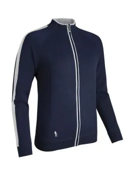 Glenmuir Ladies Zip Front Rib And Stripe Lined Cotton Golf Sweater ADA