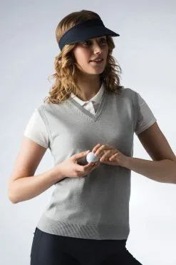 Glenmuir Ladies V Neck Cotton Golf Slipover Light Grey Marl ASTRID