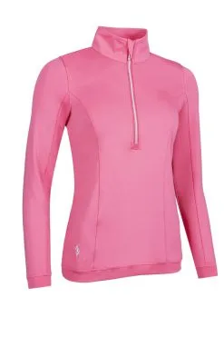 Glenmuir Ladies Zip Neck Shaped Panel Performance Golf Midlayer CARINA Sorbet Marl
