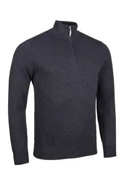 Glenmuir Gents Devon Zip Neck Sweater Charcoal Marl