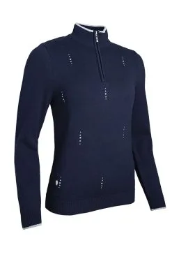 Glenmuir ELLIS Ladies Zip Neck Sparkle Droplet Touch Of Cashmere Golf Sweater
