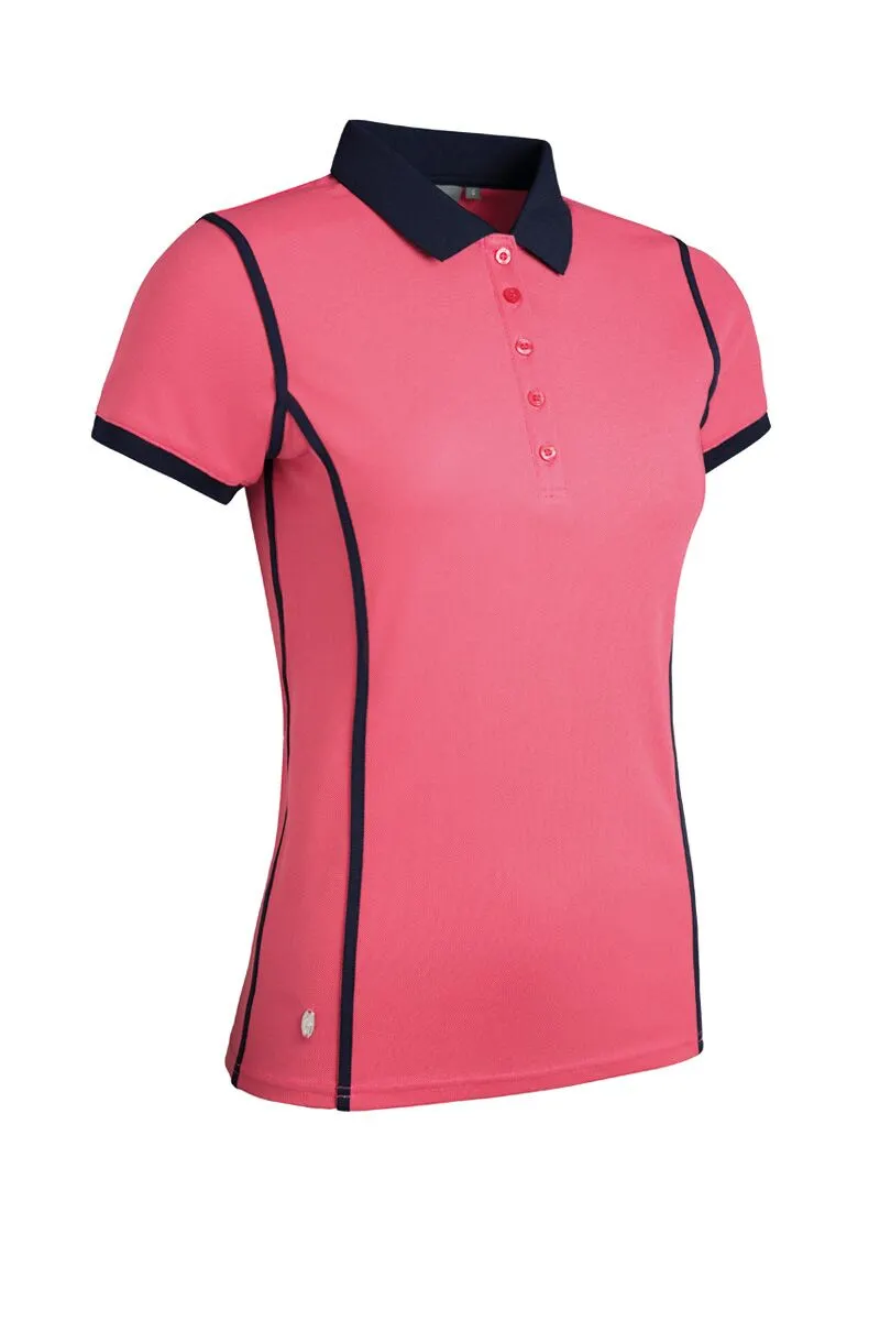 Glenmuir PERRIE Ladies Contrast Piping Performance Pique Golf Shirt Sorbet/Navy 3 Glenmuir PERRIE Ladies Contrast Piping Performance Pique Golf Shirt Sorbet/Navy