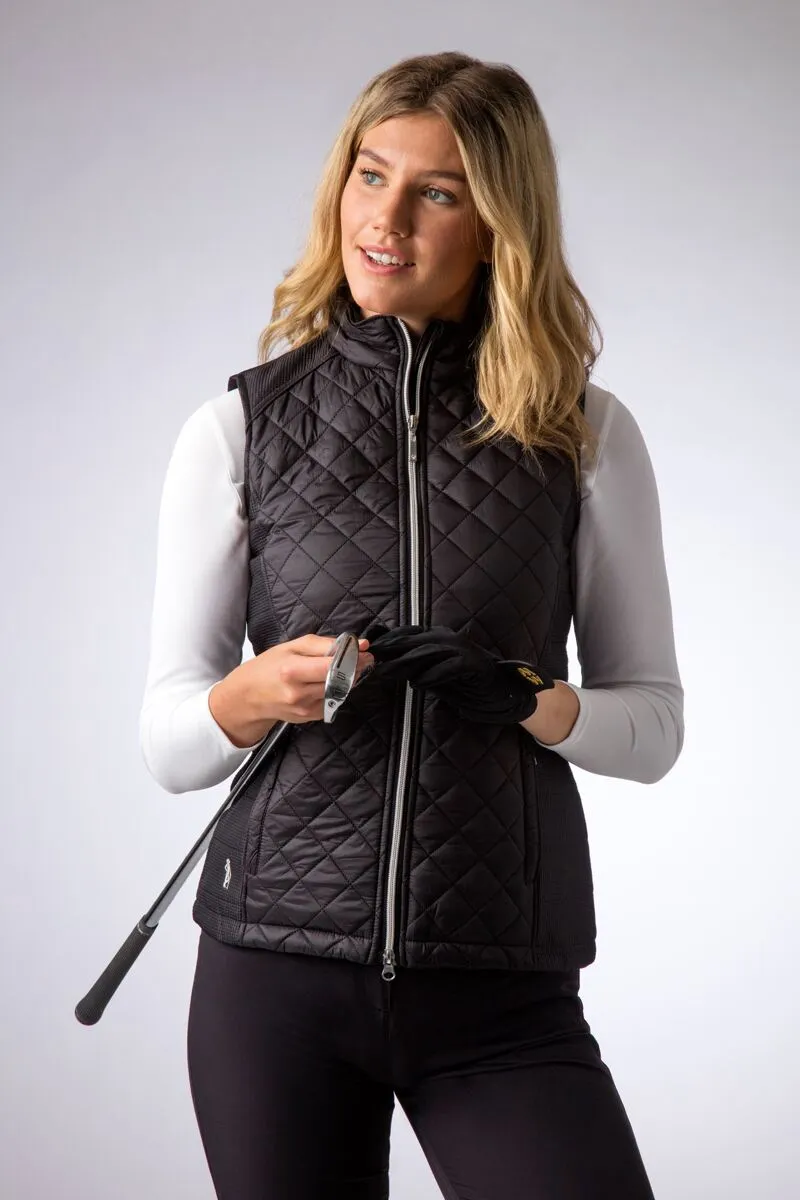 Glenmuir Ladies Sabine Zip Front Diamond Quilted Performance Golf Gilet Black SABINE 3 Glenmuir Ladies Sabine Zip Front Diamond Quilted Performance Golf Gilet Black SABINE