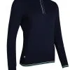 Glenmuir Ladies Zip Neck Rib Detail Cotton Golf Sweater Navy/White/Spring Green -Golf Bags Shop 890x1200 fitbox willa navywhitespringgreen4