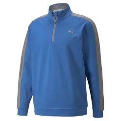 Puma Gents Cloudspun T7 1/4 Zip Top Blue - Grey