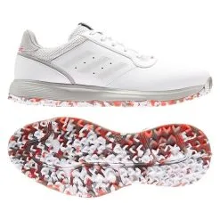 Adidas Gents S2G Spike Less Leather Shoes White - Grey - Red 9 Adidas Gents S2G Spike Less Leather Shoes White - Grey - Red -Golf Bags Shop P FX4333ADIDASSHOESWHITEGREYREDGENTS 6 L