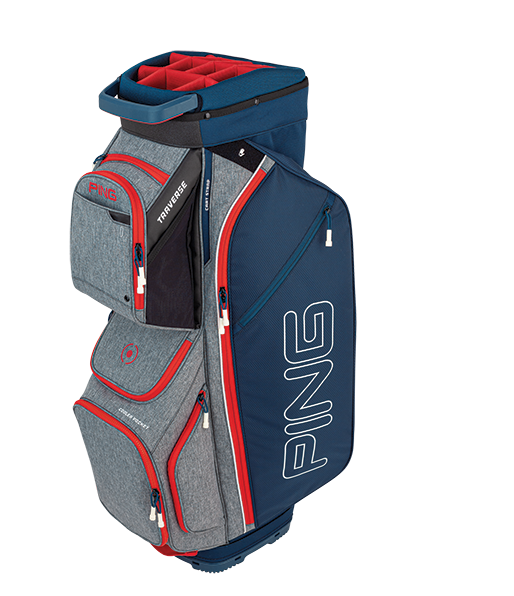 Ping Traverse 2020 Cart Bag Heather Grey/Navy/Scarlet 4 Ping Traverse 2020 Cart Bag Heather Grey/Navy/Scarlet - Image 2