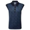 Footjoy Ladies Cap Sleeve Print Golf Polo Shirt - Navy